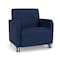 Lesro Siena Lounge Reception Wide Guest Chair w/ Front Casters, Brushed Steel Back Legs, MD Ink Uph SN1201 - alternate 1